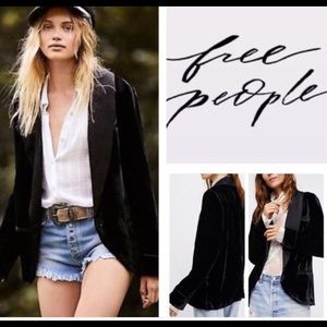 Free people velvet boyfriend blazer satin collar L